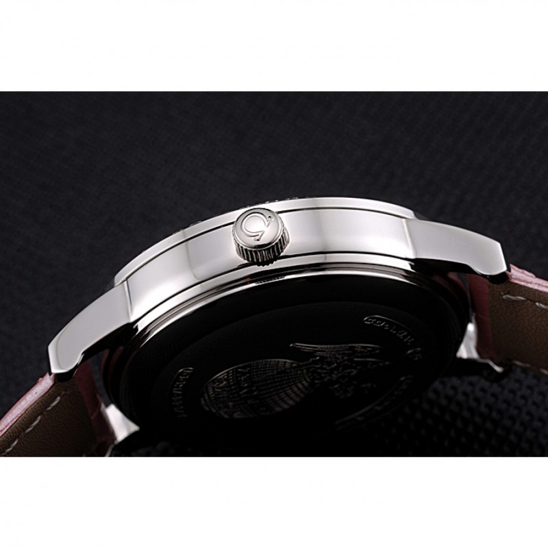 Omega DeVille Prestige Co-Axial Diamond Silver Case Mother-Of-Pearl Dial Pink Leather Strap Replica Watches