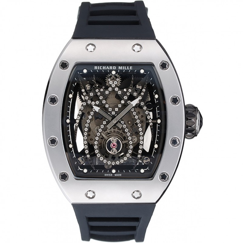 Richard Mille Tourbillion Spider RM 19-01 Silver Case Black Rubber Bracelet 1454256 Replica Watches